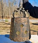 Vintage Italian Medieval Large Mid Century Gothic Hammered Copper Chandelier 60s