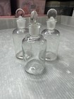 Vintage Clear Glass Apothecary Reagent 4    Bottle W  Matched Stopper Lot 3