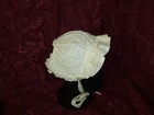 Antique Baby Bonnet Handmade Eyelet Valenciennes Lace Broiderie Anglais Hat Vtg