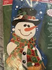 Vtg  Dimensions Craft Kit 8113 Sequined Snowman Stocking Felt Beads Xmas New