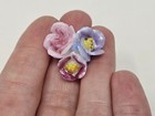 4 Pcs Rose   Pansy Porcelain Ceramic Flower Cluster Cabochons Vintage Bone China