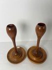 Vtg Mid-century Modern Teak Wood Candle Holder Pair Mcm Danish Style