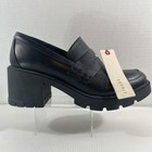 Esprit Regina Loafer Black Chunky Heel Platform Shoes Size 10m E3reg02p Nwt Vtg