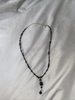 Antique Art Deco Art Nouveau Sterling Silver Black Onyx Marcasite Necklace