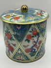 Daher Decorative Ware Tin Vintage Made England Floral   Bird Design Colorful Blu