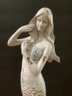 Distressed Wooden Mermaid Figurine Statue Sculpture Beach House Decor 17 5   