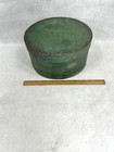 Antique Pantry Box Grass Green Paint Bent Wood Round 5 X 10 1800s Original