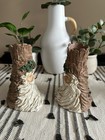 Set Of 2 Vintage Woodland Santa Candlestick Holders