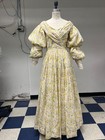 1830   s Romantic Era Women   s Dress Yellow Floral Cotton Lawn Theatrical  