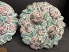 3 Vintage Cast Iron Curtain Tiebacks  Roses With Screw Backs  Original Paint