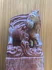 2 Vintage Carved Soapstone  Oriental Folk Art Asian Stamp Seal Bookends Pegasus