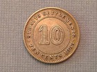- 1888 Straits Settlements Victoria Ten  10  Cents Silver