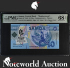 Samoa 10 Tala 2019 P 45  Comm  Replacement Low S n 2258 Unc Pmg 68 Epq Top Pop