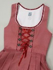 Vtg Red Folk Fest Midi German Bavarian Tyrol Dirndl Dress Oktoberfest Size 36
