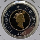 2003 Silver Proof Toonie  2 Coin Gold Plated Centre
