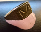 Ancient Bronze Ring Poss  Late Roman byzantine medieval 17mm 1 3gr M Inscription