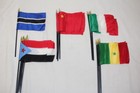 Lot Of 101 Country Flags 4 x6  Banners On 11  Plastic Poles Gold Tips  36 Stands