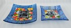 Murano Style Fused Art Glass Mosaic Trinket Tray Plate Square X5    X7  Lot Of 2