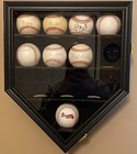 12 Baseball Display Case Black Wood Wall Mount Autograph Ball Holder Cabinet