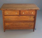 Antique 1900 Solid Oak Dresser In Two Over Two Drawers   Serpentine Top