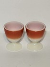 Set Of 2 1930s Macbeth Evans Glass Red White Ombre Egg Cups Vintage Collectible