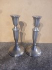 Vintage Pair Of Empire Pewter Weighted Candlestick Holders 8  X 3 3 4   Mcm