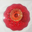 Vtg Le Smith Moon   Stars Amberina Pedestal Cake Plate Stand 11  Mcm Some Glow