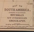 Antique Hand Colored 1882 Map Of South America By S a  Mitchell