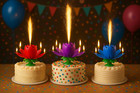Musical Spinning Birthday Candles - 3 Pack  red  Purple  Blue  