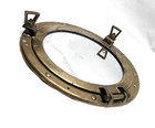 Vtg Real Brass Porthole Maritime Nautical Ship Boat Window Wall Mirror 11-1 2 