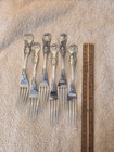 R W Wilson Coin Silver Set 6 Kings Dessert Lunch Forks 7 1 4  Shell Back   Mono