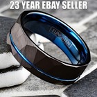 Tungsten Carbide Men s Ring Brushed   Faceted Wedding Band - 3 Colors