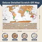 Scratch Off Map Of The World - Premium World Map Poster With Flags - Deluxe T   
