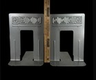 Pair  2  Vintage Art Deco Bookends Wt Rogers Greek Key Gray - Madison Wi