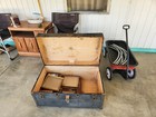 Vintage Wood Steamer Trunk Chest Coffee Table Storage Box Antique Brown Wooden