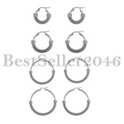 2pcs Vintage Men Women Mesh Hoop Stainless Steel Huggie Ear Stud Earrings Hinged