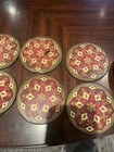 Vtg Bohemian Set Of 6 With Holder Coasters  With Velvet Bottoms And Lining 