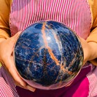 7 78lb  Natural Blue Striped Stone Sphere Crystal Quartz Ball Healing