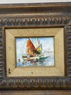 Antique Handcrafted Oil Painting Seascape Sailing Vessels 19th Century Framing