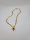 Vintage Joan Rivers Signed Goldtone Herringbone Pendant Necklace 17 In
