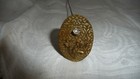  41 Antique Victorian Gold Tone  Hatpin Flower Design W Rhinestone 11   L Pin 
