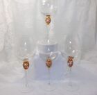 Set Of 4 Wine Glasses   Gold Crystal Diamond Ball On The Stem   Clear Trim 