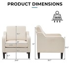 Modern Accent Chairs Set Of 2 Beige Upholstered Comfy Armchair For Living Room