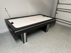 Air Hockey Table With Black Frame  Silver Legs  Pucks And Paddles Included