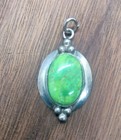 Vintage Native American Navajo Made Green Gaspeite Sterling Silver Pendant