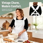 Cotton Kitchen Apron With Pockets Adjustable Cross Back Straps White