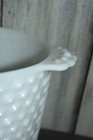 White Hobnail Milk Glass Ice Bucket With Handles  Glossy Round Glass 2 Qt 6 1 4t