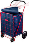 Folding Shopping Cart Liner Cover Rolling Utility Trolley Wheels Basket Hood Bag