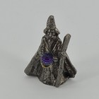 Vintage Scm Pewter Miniature Wizard With Faceted Crystal Ball