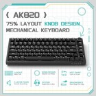 Ajazz Ak820 75  Wired Mechanical Gaming Keyboard With Knob Hot Swap Red Switch